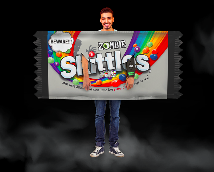 Skittles giving away Zombie Skittles costume that releases 'aroma of rotten zombie'