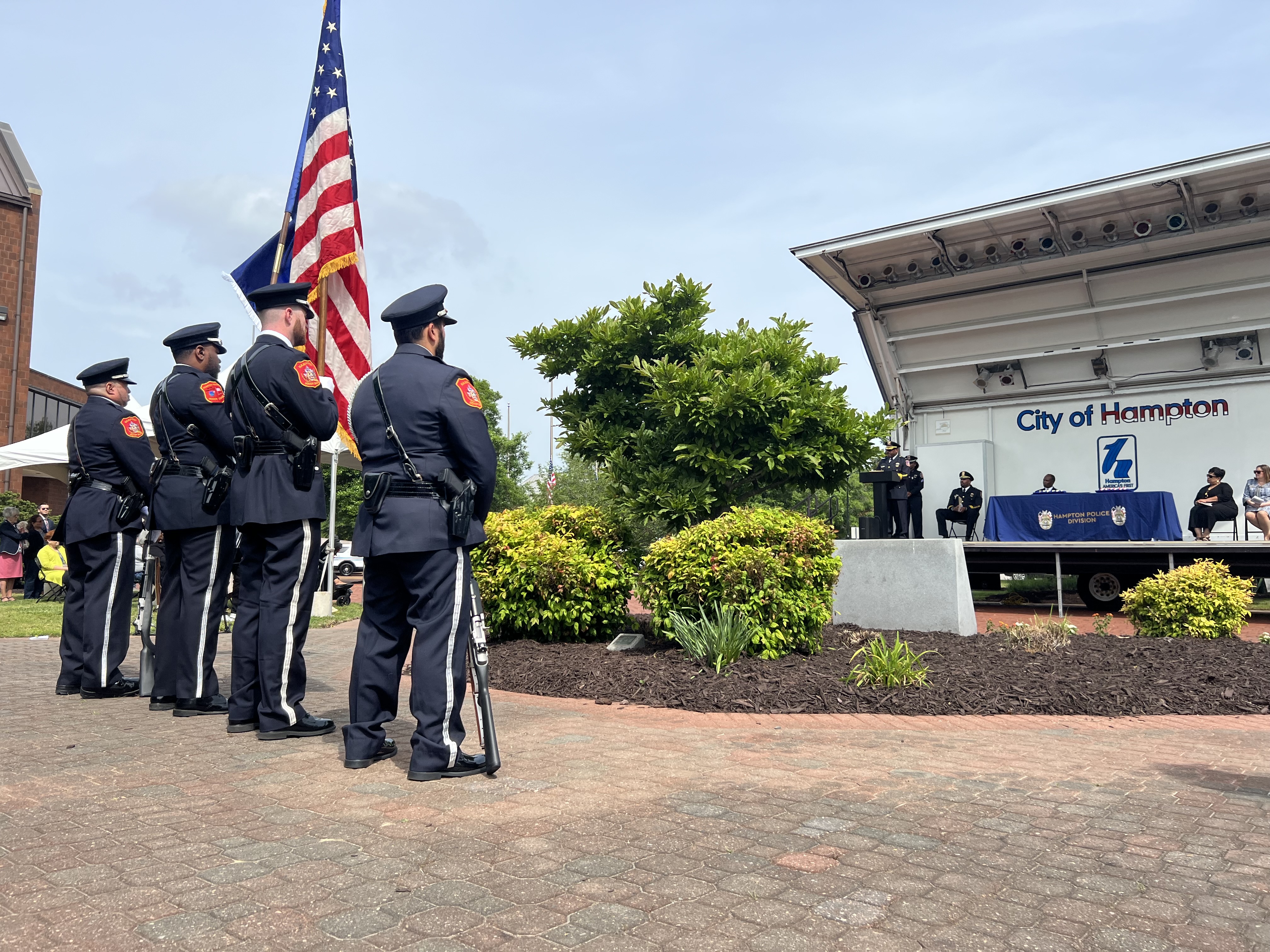 Hampton Interim Police Chief Orrin Gallop leads Police Week Ceremony