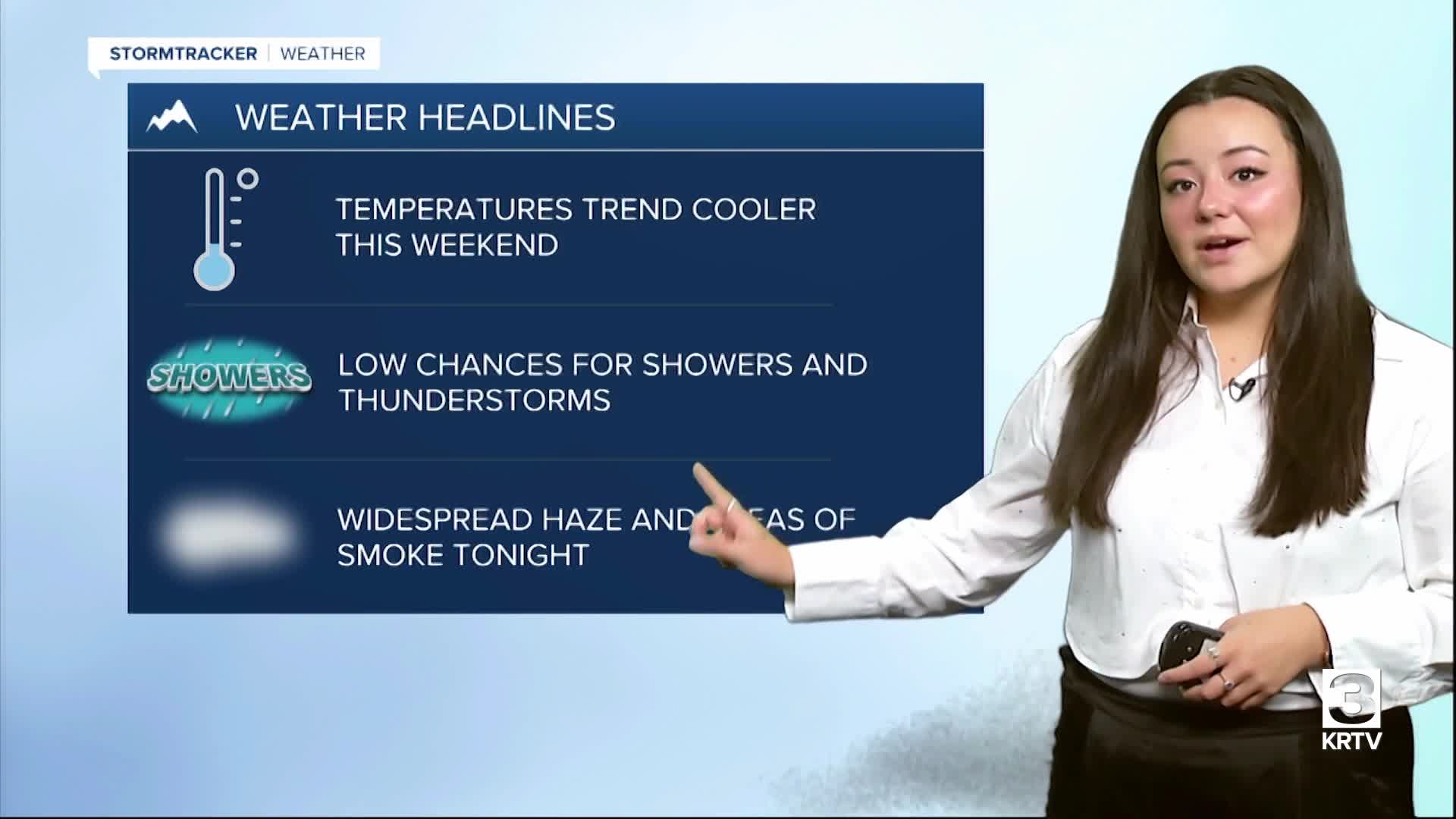 Cooler temperatures weekend with low chances of showers