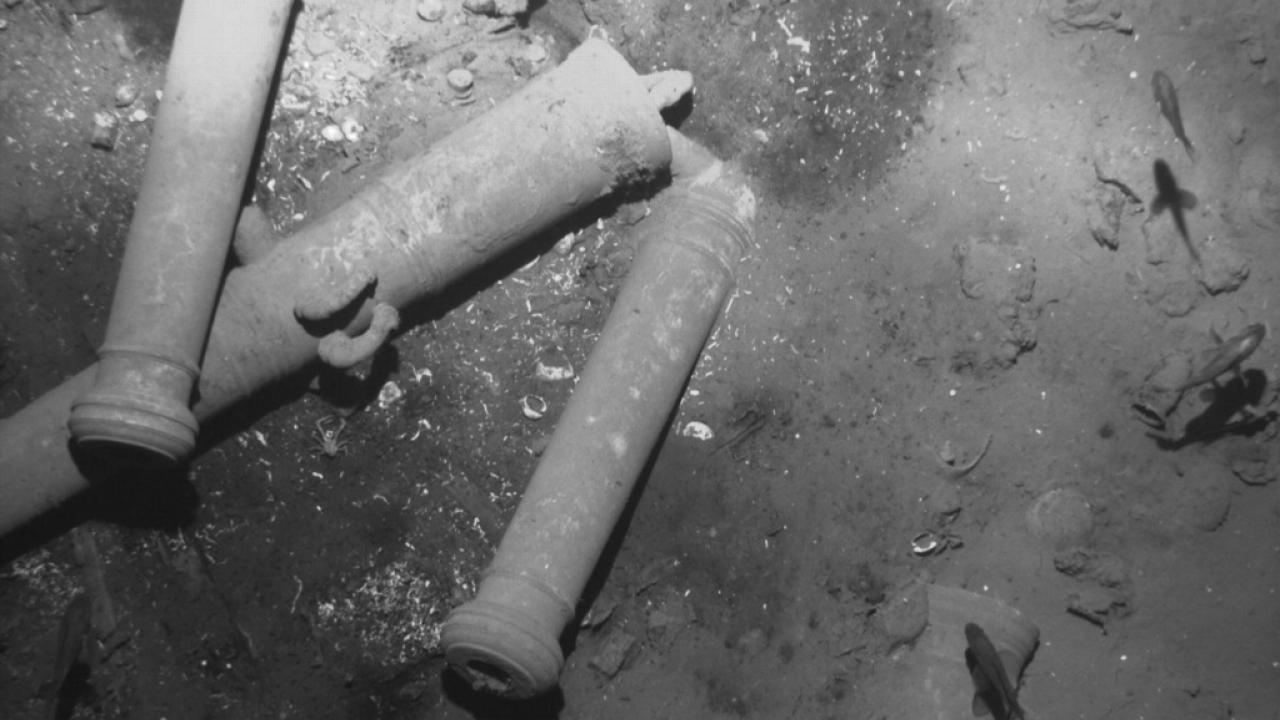 Sunken remains from the Spanish galleon San Jose, on the sea floor off Cartagena, Colombia.