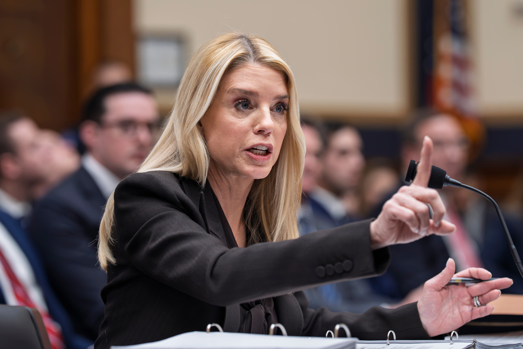 Attorney General Pam Bondi testifies before a House Judiciary Committee oversight hearing on Capitol Hill.
