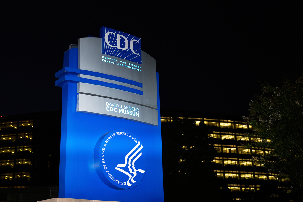 A sign marks the entrance to the U.S. Centers for Disease Control and Prevention headquarters Aug. 27, 2025, in Atlanta. 