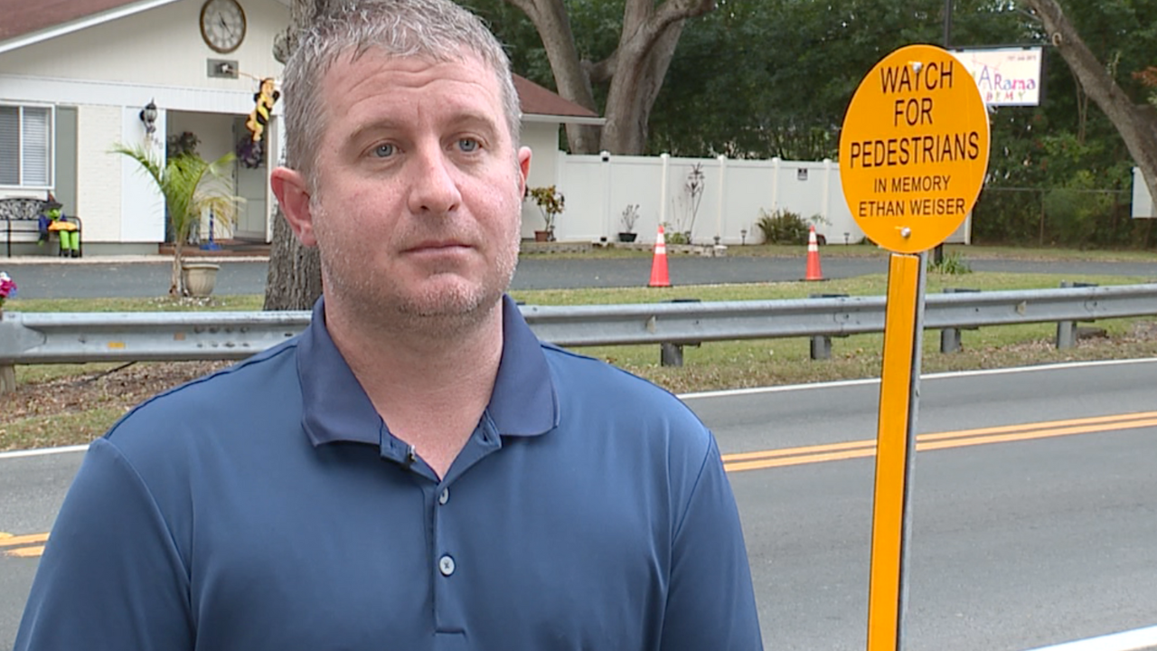 New safety sign along the road where Clearwater teen was hit and killed