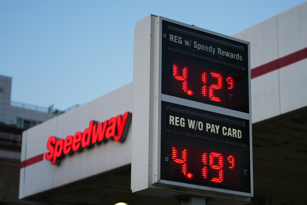 Prices are displayed at a gas station Thursday, July 23, 2026, in the Queens borough of New York. 