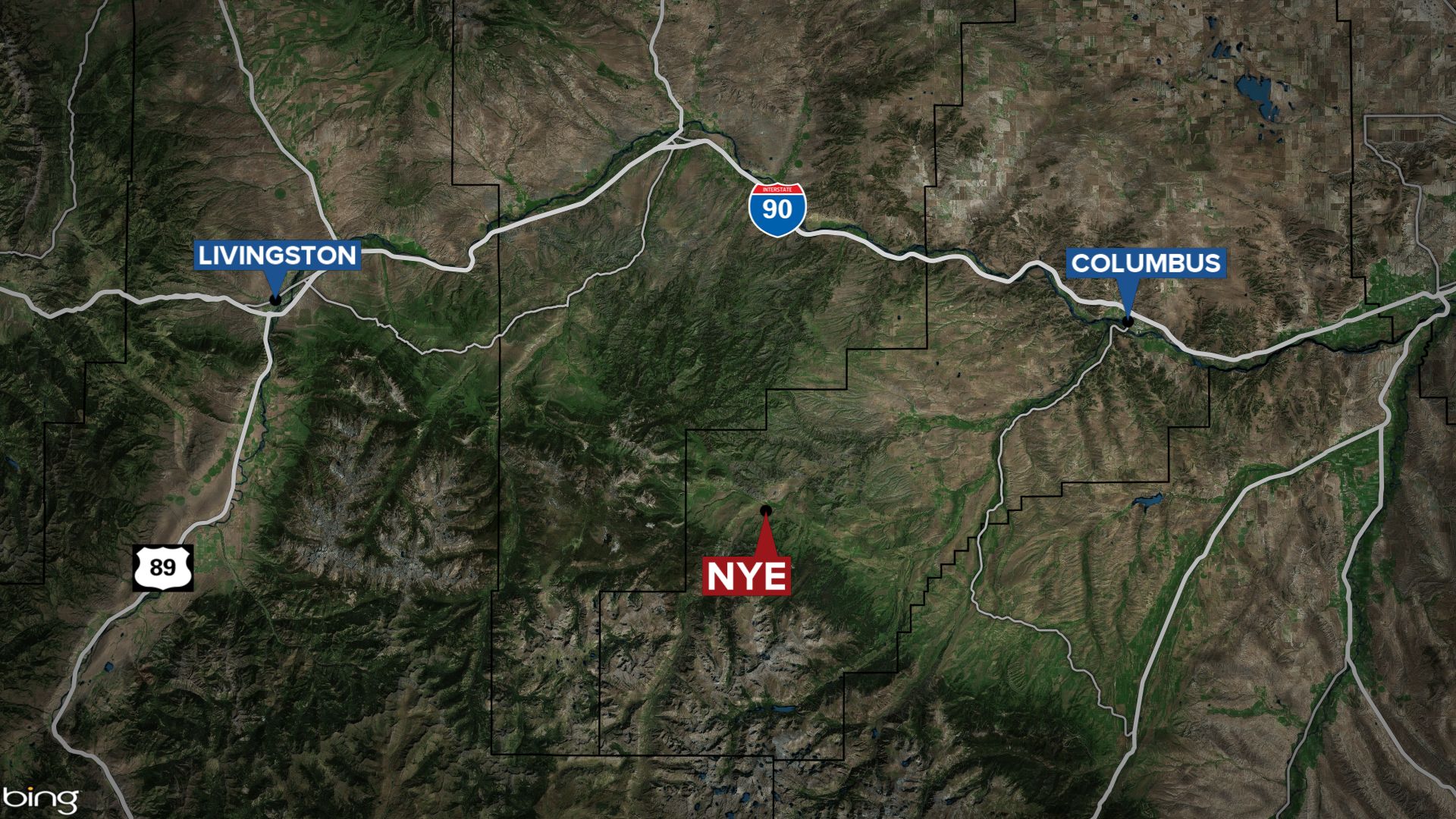 Nye Montana map