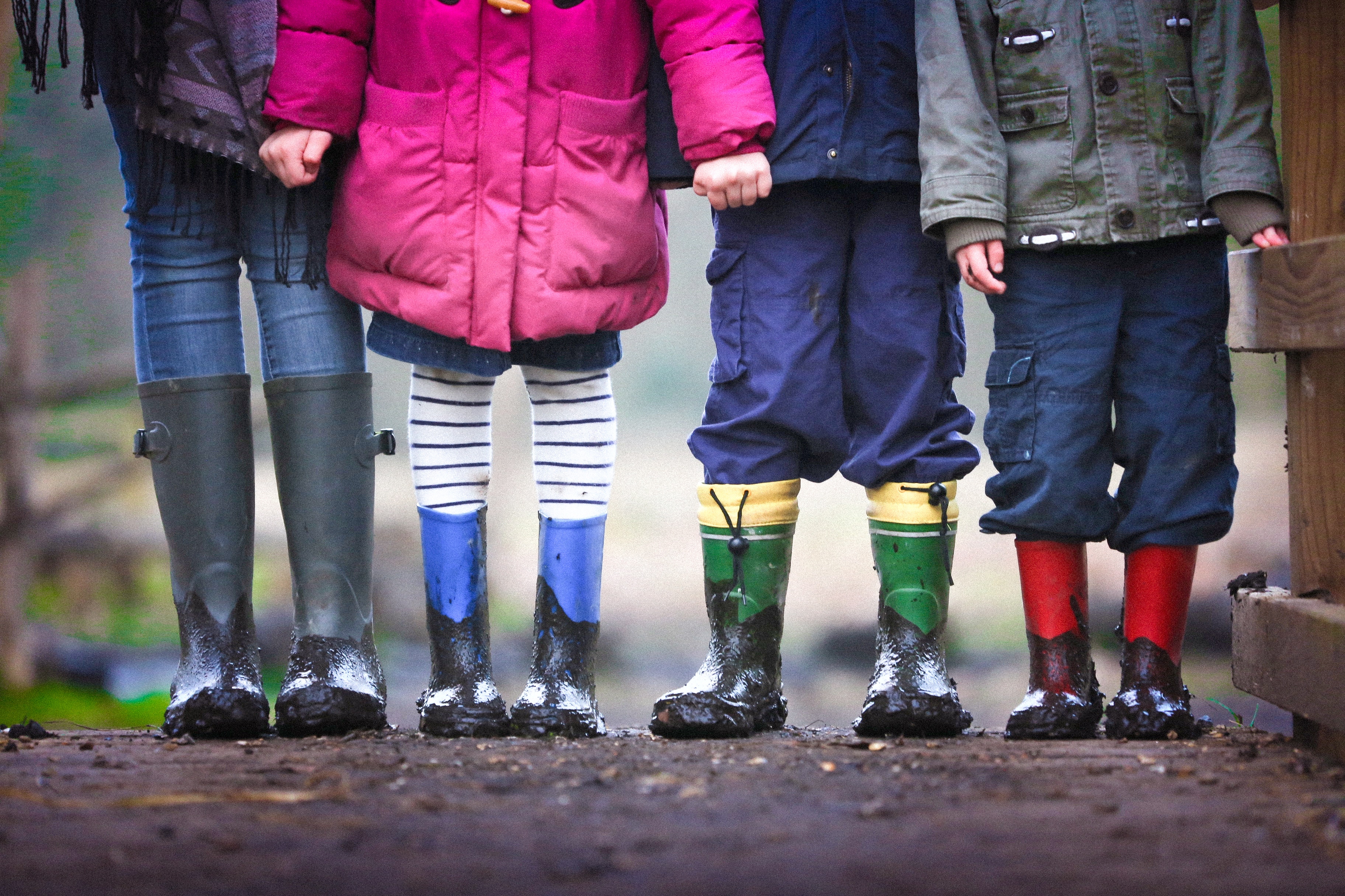 Kids standing next to each other stock photo