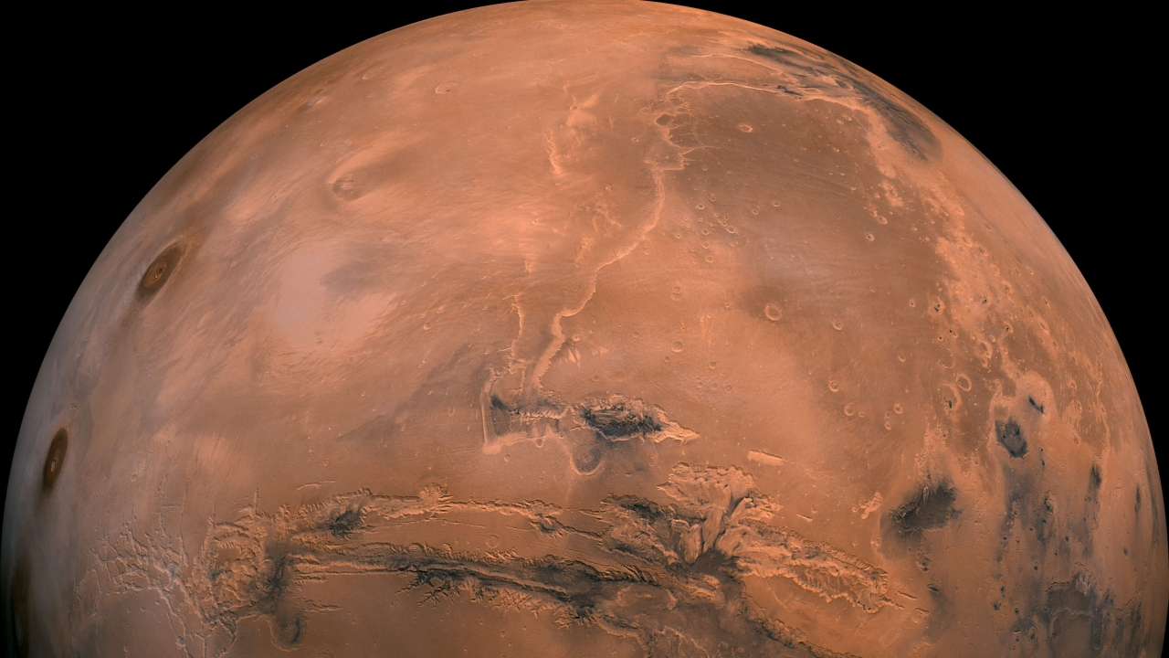 Mosaic of the Valles Marineris hemisphere of Mars.