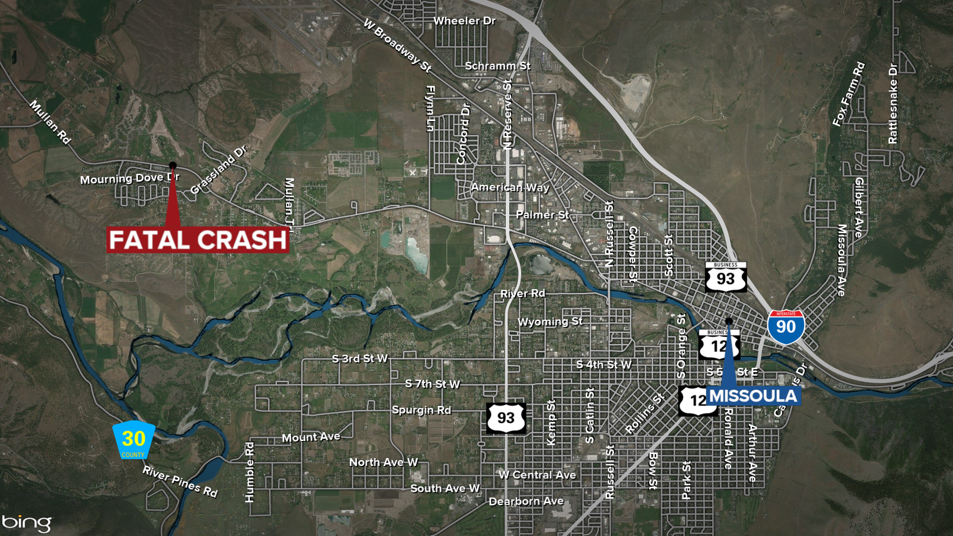Mullan Road Fatal Accident Map