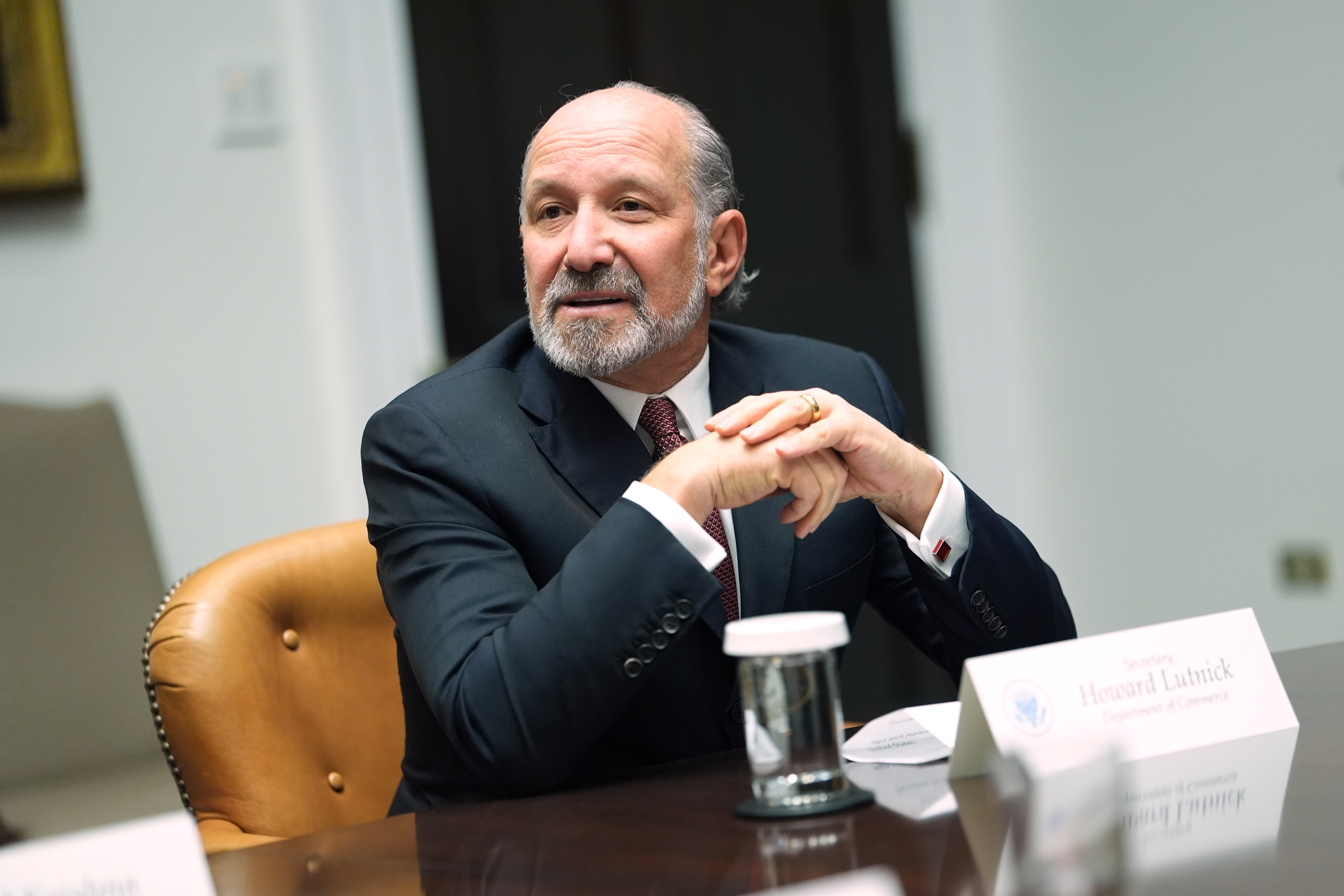 Secretary of Commerce Howard Lutnick speaks during a roundtable discussion with President Donald Trump in the Roosevelt Room of the White House, Wednesday, Dec. 10, 2025, in Washington. 
