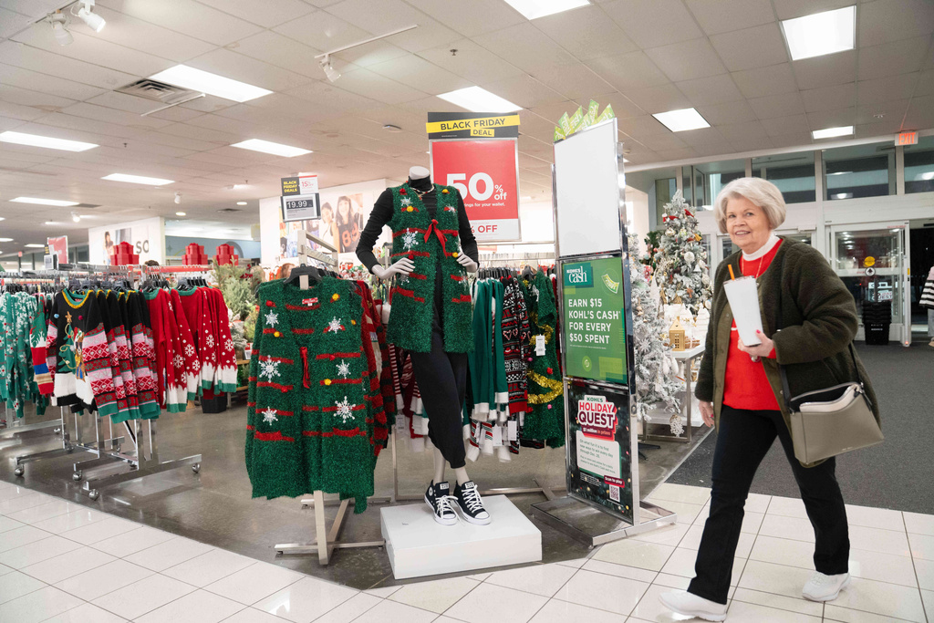 Shoppers browse through Kohl's department store for Black Friday deals, Nov. 28, 2025, in Woodstock, Ga.