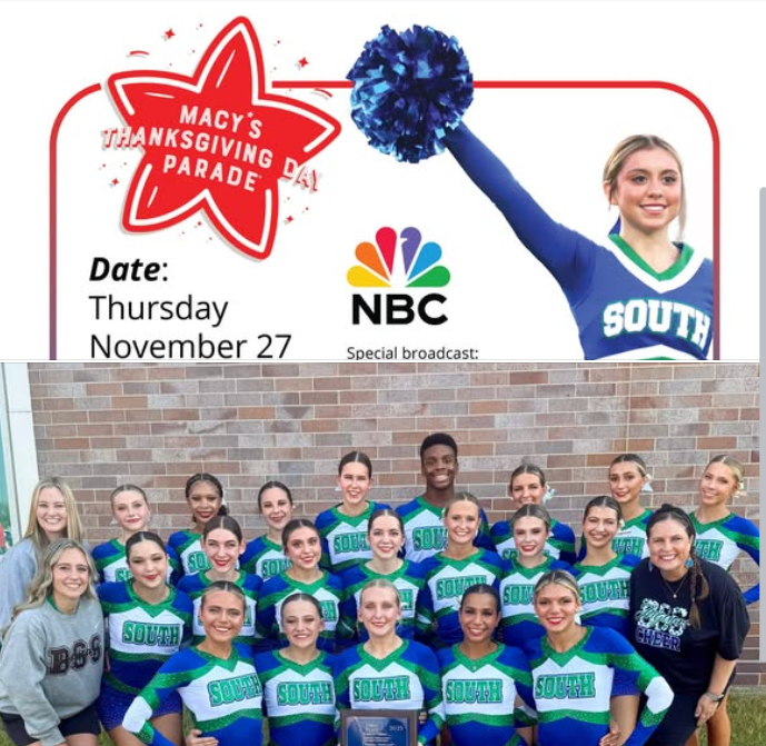 Blue Springs South cheerleaders in Macy's Thanksgiving Day Parade