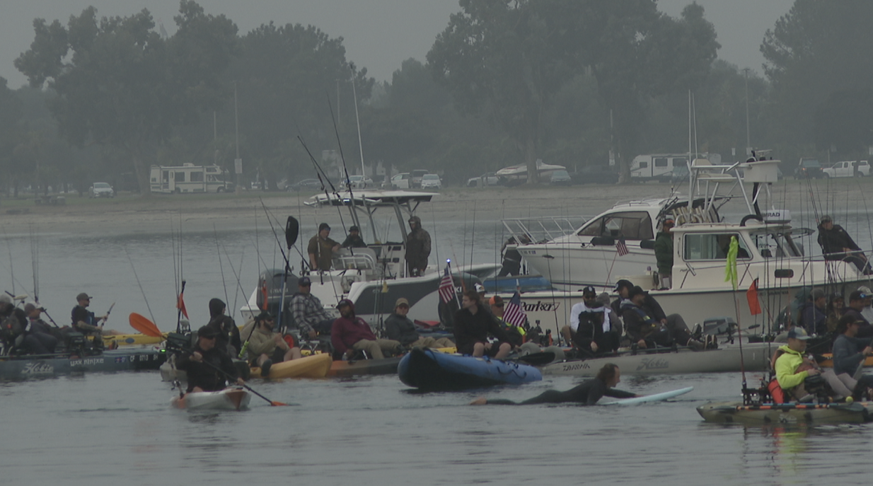 The paddle out on Saturday morning for Mikey Rijavec. 