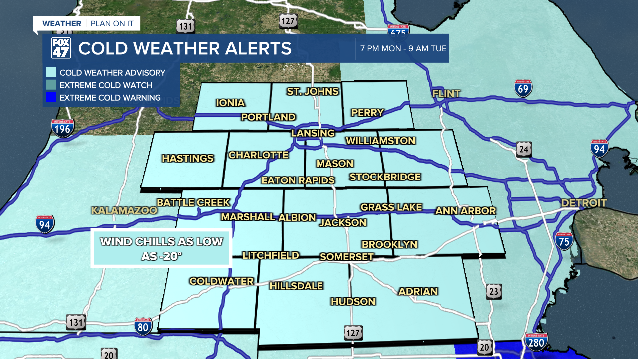 Cold Weather Advisory issued across all of our neighborhoods going into effect at 7 PM Monday