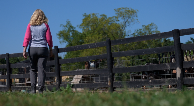 Wendy Lake caring for her animals