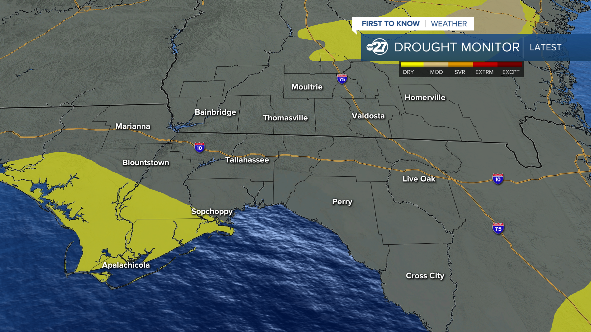 Dry conditions sneak into South Georgia and the Big Bend