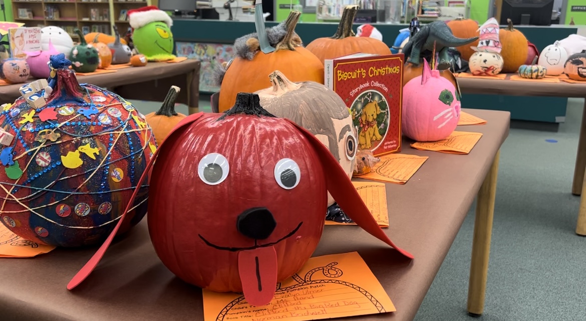 Decorated pumpkin at Canopy Oaks Elementary School