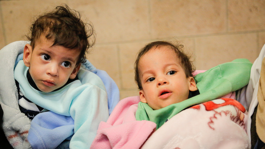 Mohamed and Ahmed upon arrival to Sana'a Airport on December 2021, after the separation surgery took place in Amman in July 2021.