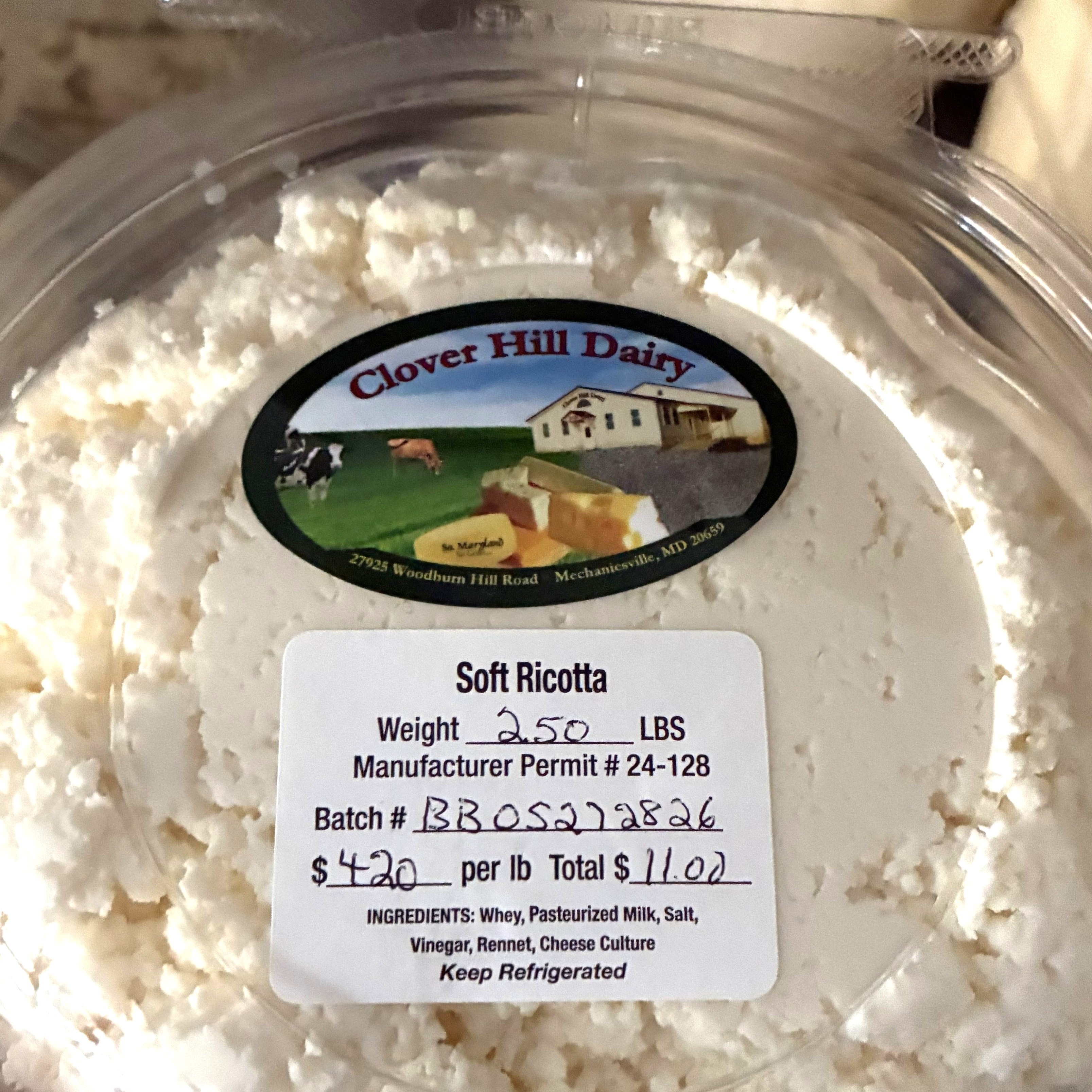 Consumer advisory issued for Clover Hill Dairy requesón/soft ricotta cheese products due to risk of foodborne illness
