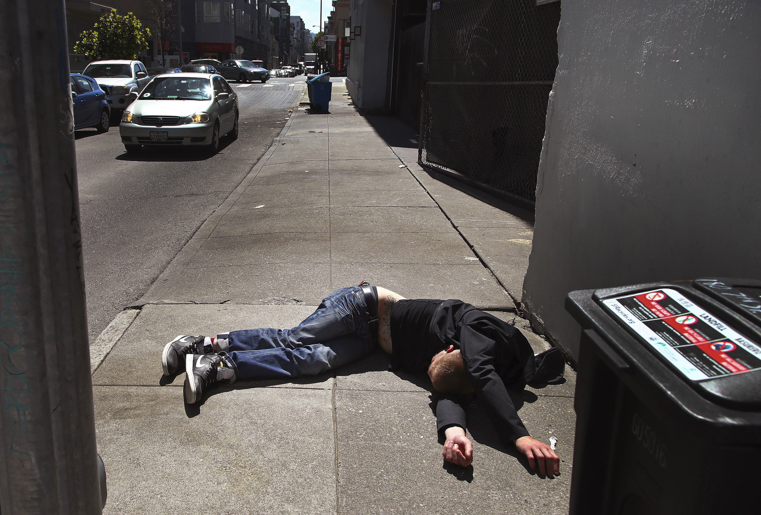 Man on sidewalk in San Francisco