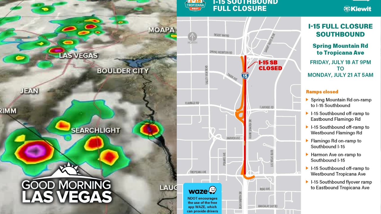 Chance of storms continues, weekend I-15 closure starts tonight