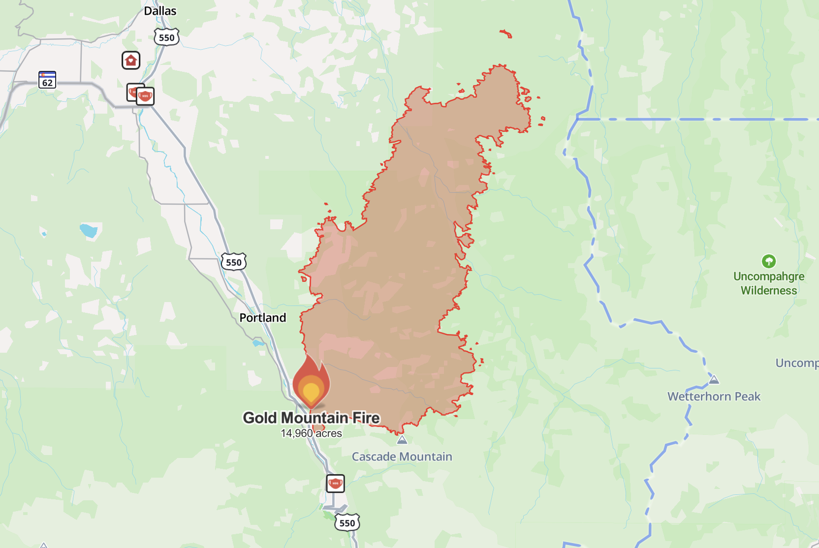 Wildfire perimeter map