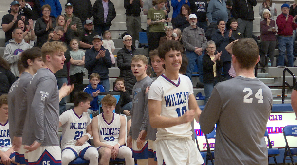 Easton Brooks is introduced during Columbia Falls' game against Libby, Columbia Falls