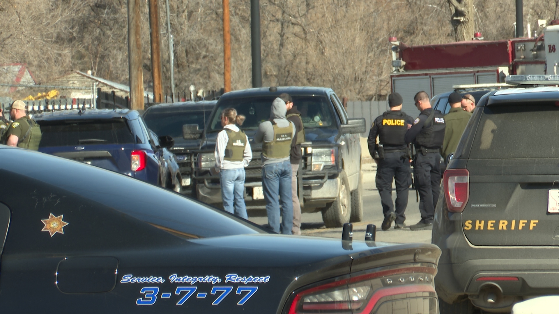 Multiple law enforcement agencies responded to the scene on Saturday