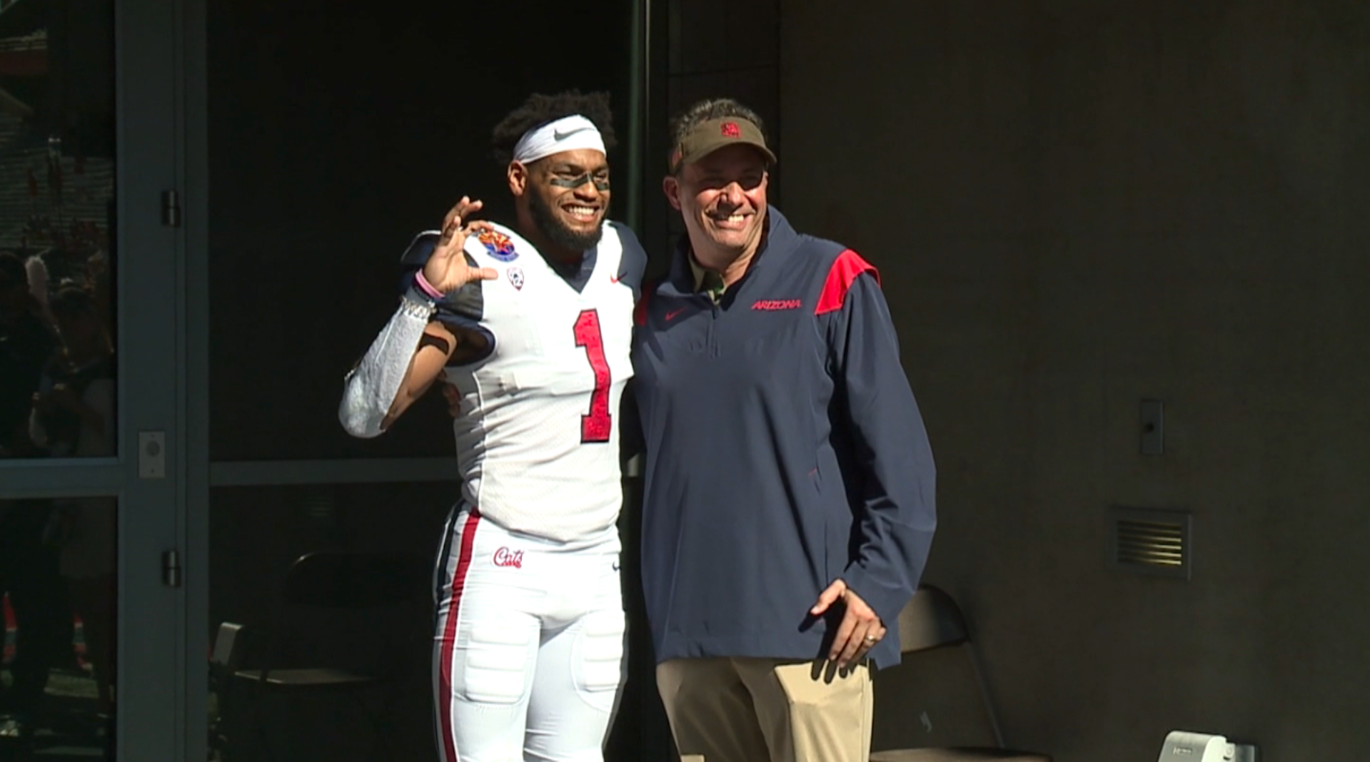 Former Arizona WR Berryhill with head coach Jedd Fisch.