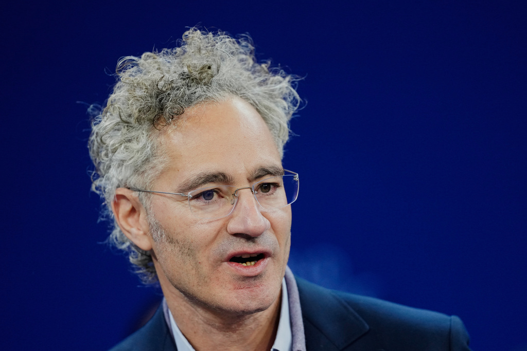 Alex Karp, CEO of the software firm Palantir Technologies speaks during the Annual Meeting of the World Economic Forum in Davos, Switzerland, Tuesday, Jan. 20, 2026.