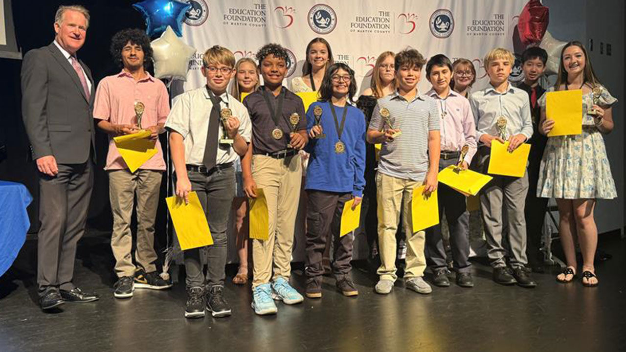 WPTV First Alert Weather chief meteorologist Steve Weagle was the emcee for the annual Martin County Science Technology Engineering and Math (STEM) awards ceremony held on Feb. 19, 2025.