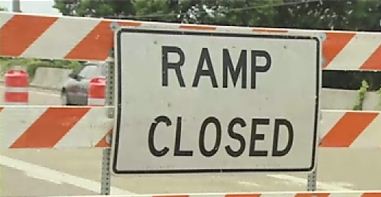 Ramp closed sign barrier