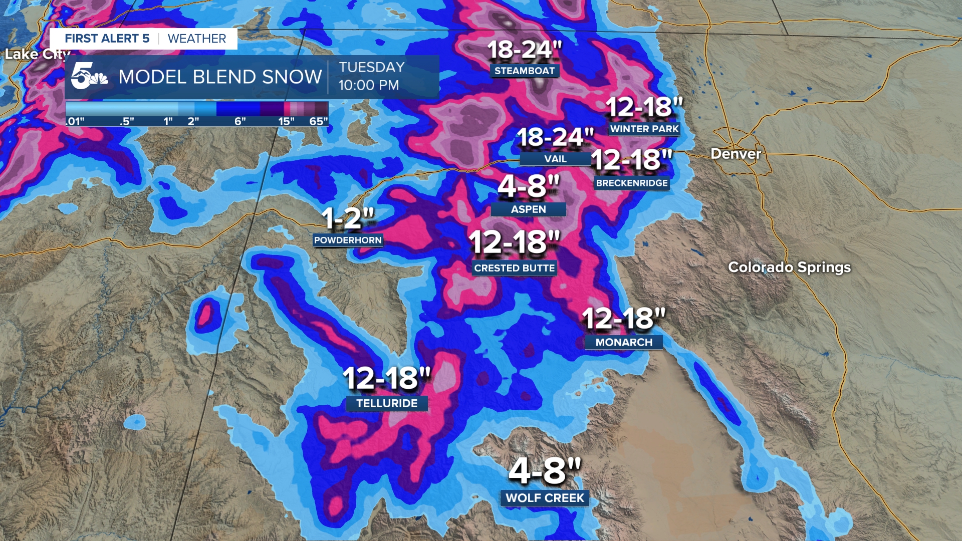Up to 2 feet of snow are expected in parts of the mountains through New Year's Eve