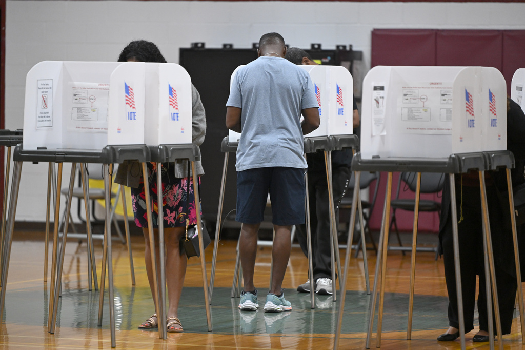 People cast their votes at the Upper Marlboro Community Center Tuesday,, June 23, 2026, in Upper Marlboro, Md. 