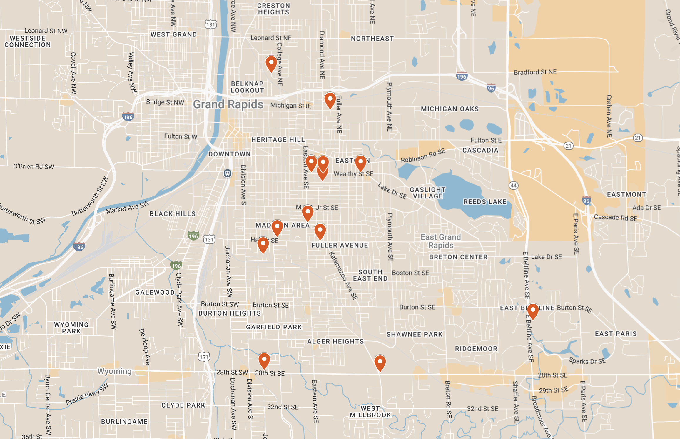A map of homicides in Grand Rapids