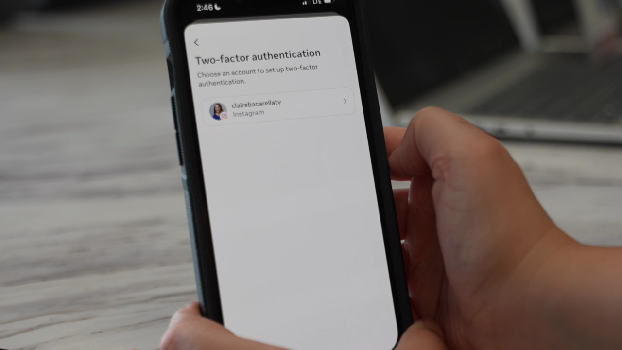 Setting up two-factor authentication for my Instagram account