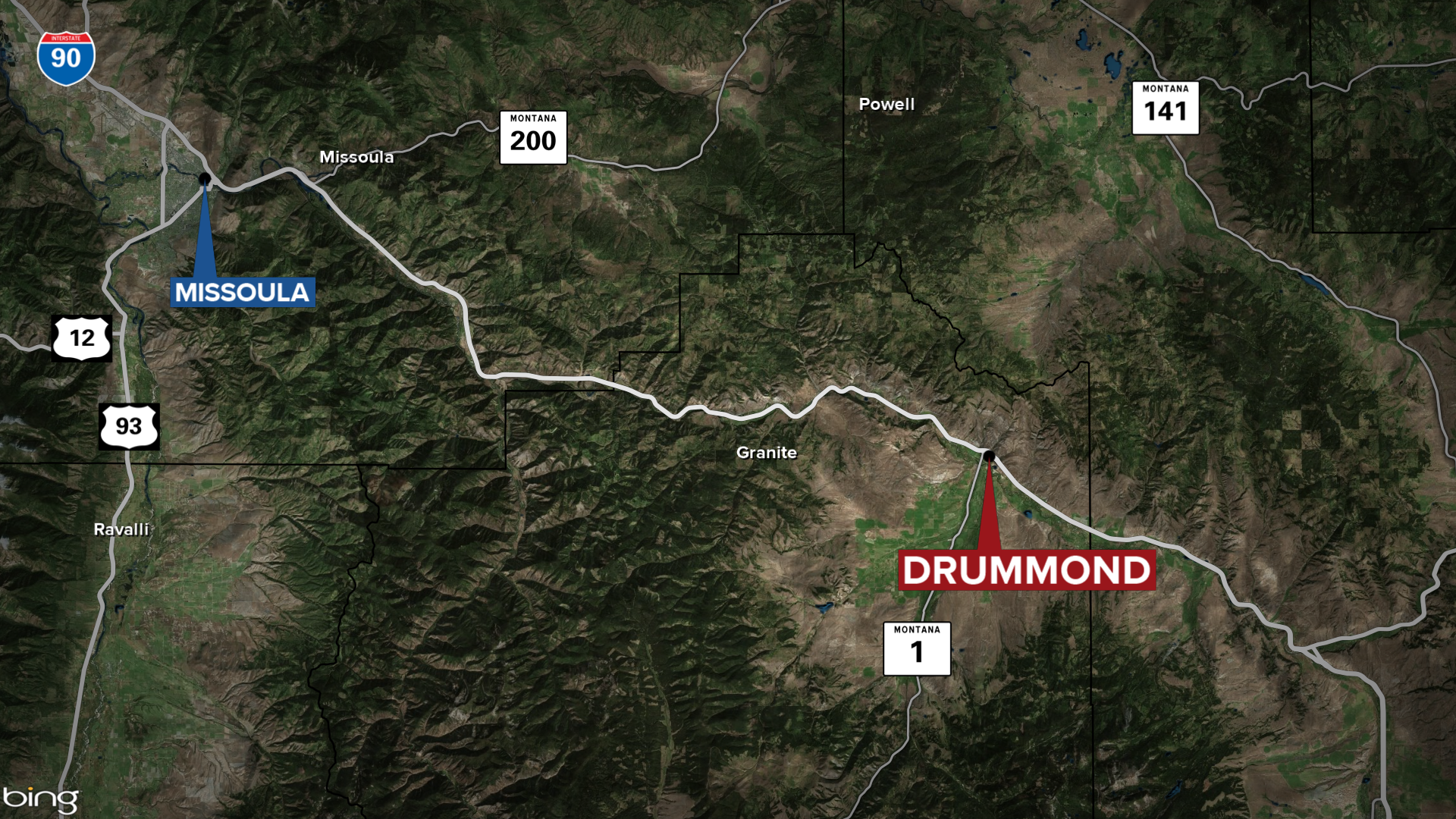 Drummond I90 Fatal Crash Map