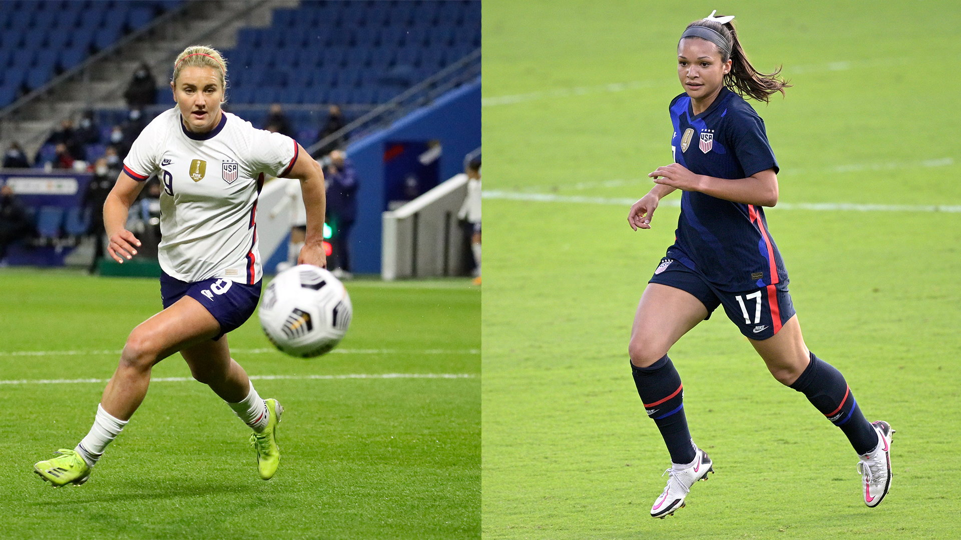 uswnt 2023 fifa team CO_Lindsey Horan (left) and Sophia Smith (right)
