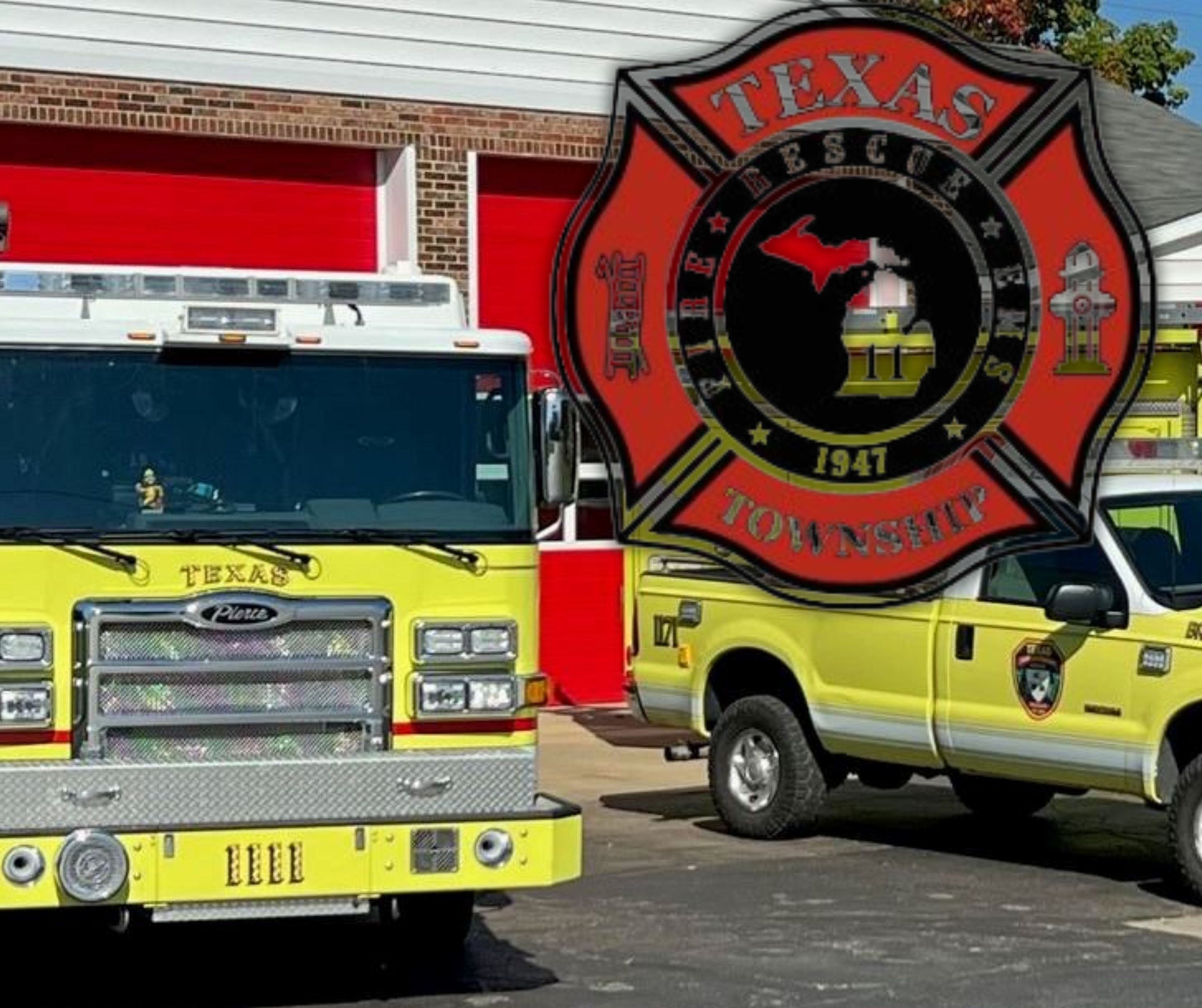 Texas Township FD Emblem and fire trucks photo
