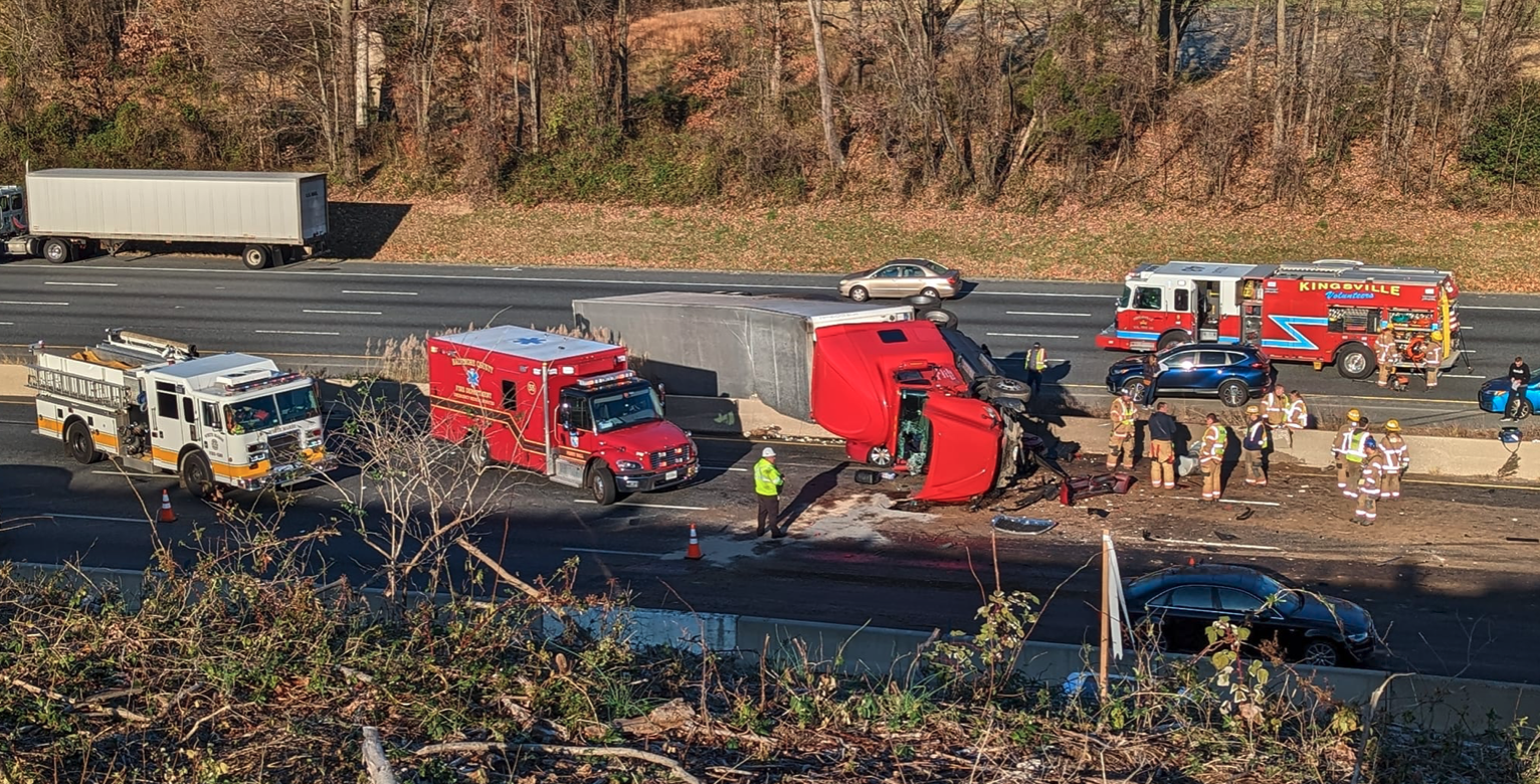 Wednesday morning backup caused by overturned truck on I-95 near White Marsh 