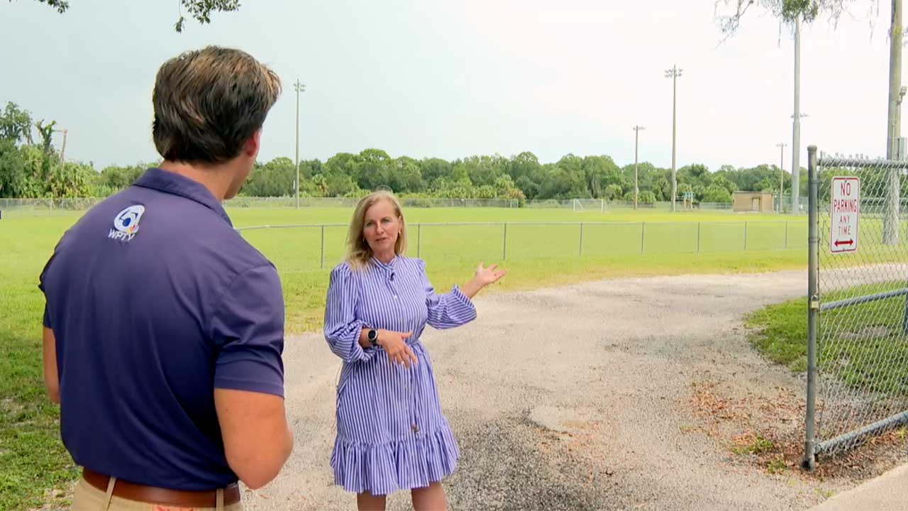 Deborah Resos, the director of parks and recreation for Indiantown, speaks to WPTV reporter Tyler Hatfield at Big Mound Park about the upgrades needed.
