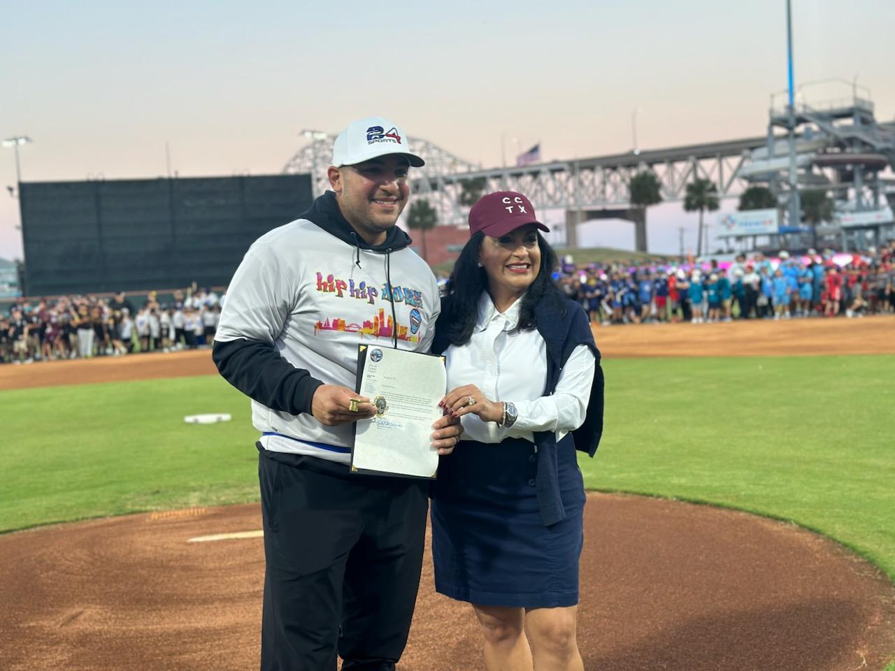 Jose Trevino receives a key to the city