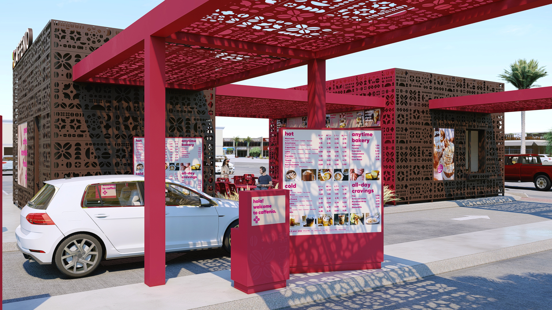 Rendering features the wide variety menu options that Caffenio has. 