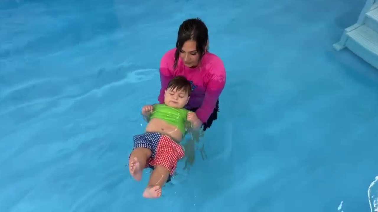 Child swimming lesson