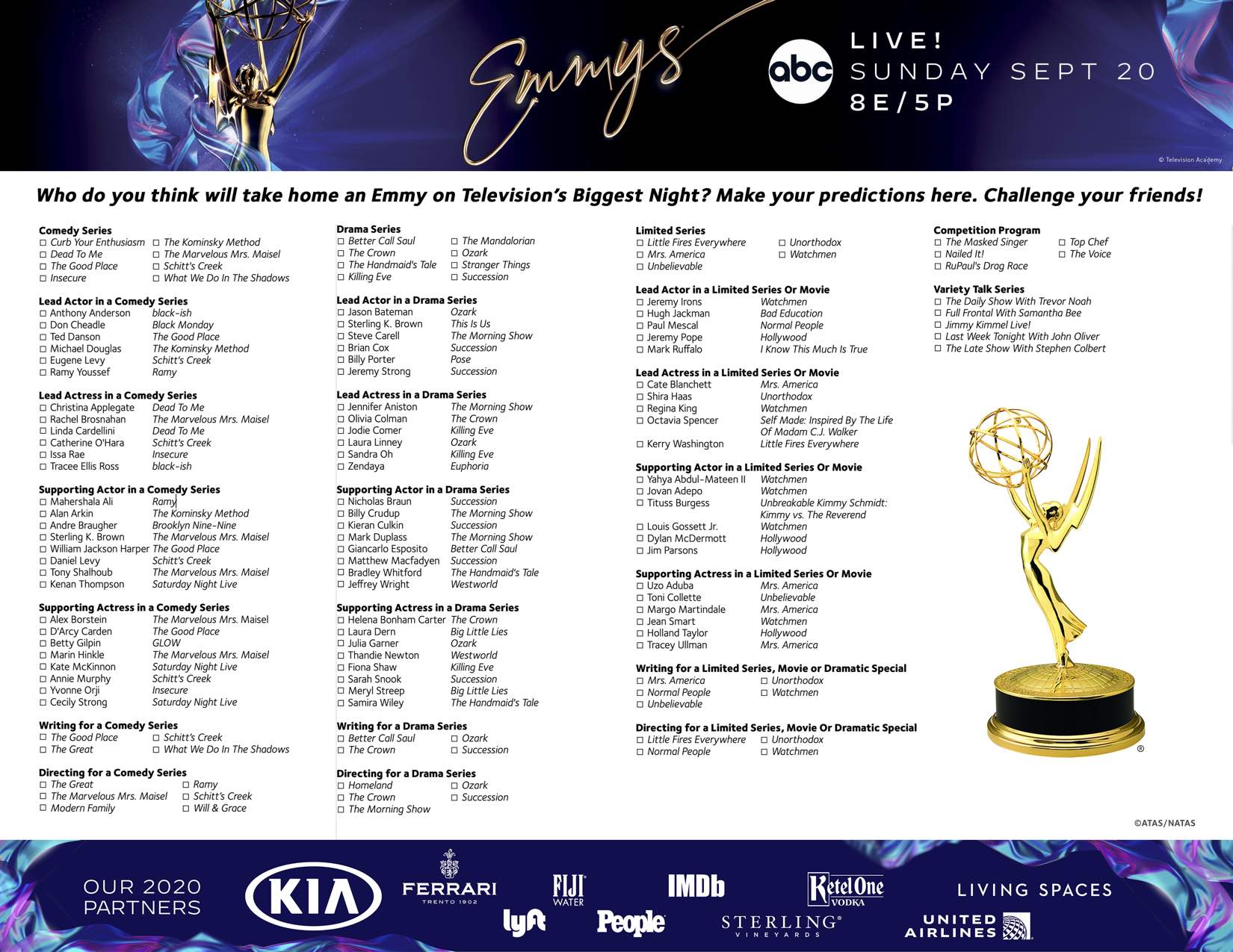 2020 Emmy Ballot