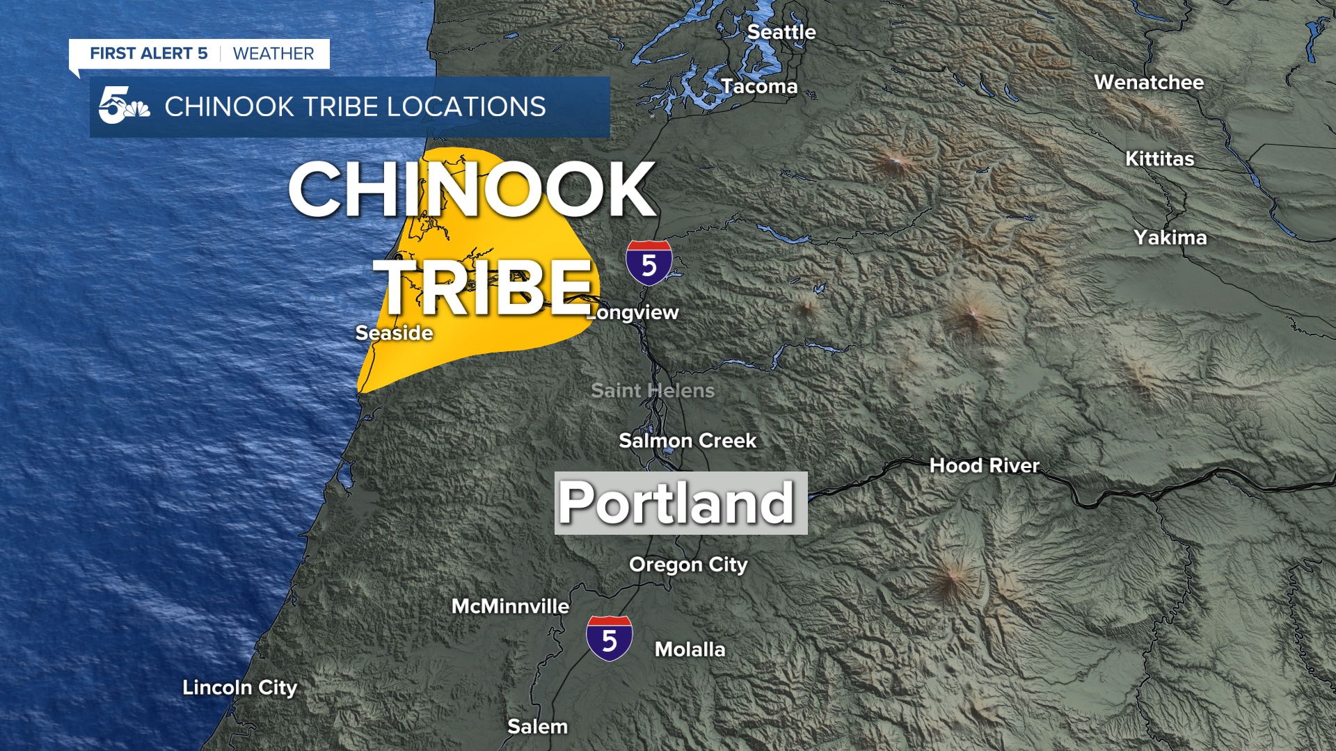 The Chinook Native American tribes reside in an area northwest of Portland along the Columbia River