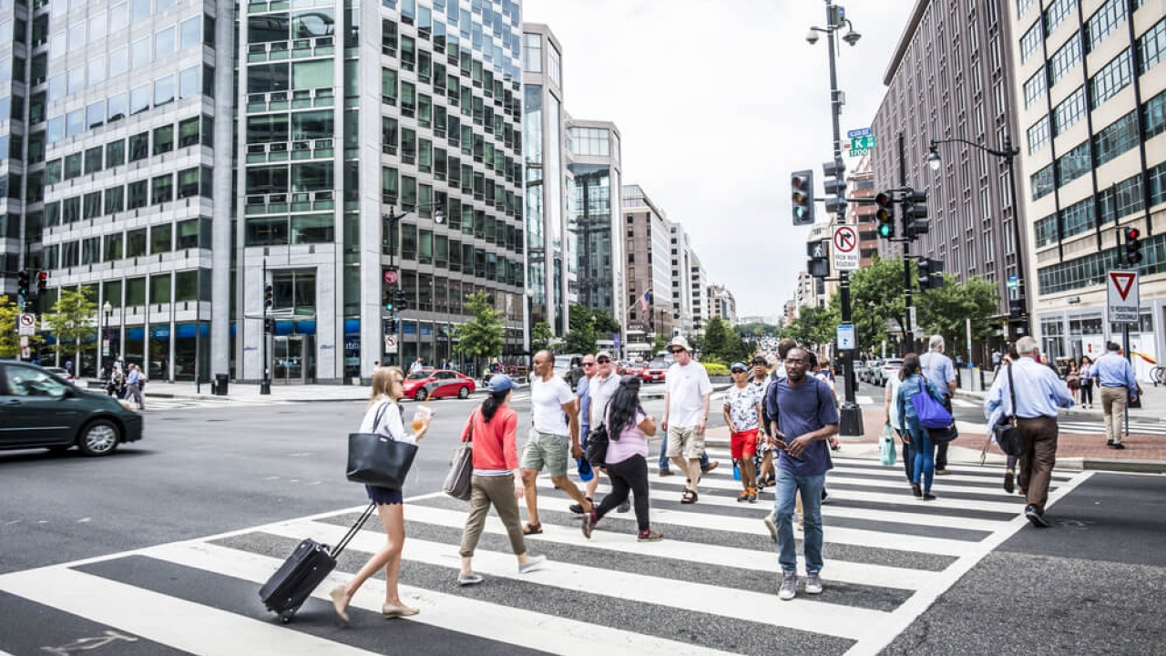 People crossing the street in Washington, D.C.
