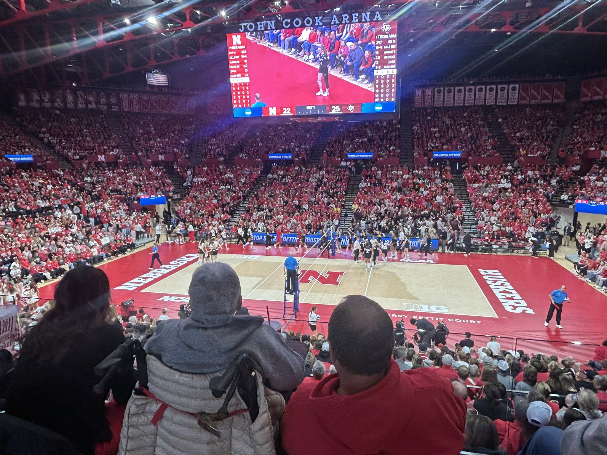 Texas A&M vs. Nebraska in the Lincoln regional final of the 2025 NCAA volleyball tournament