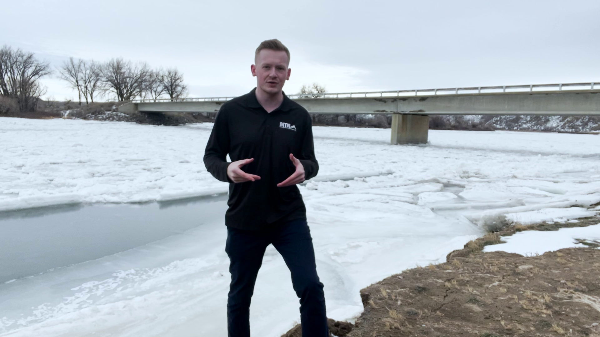 Ice jam on Missouri River in Fort Benton
