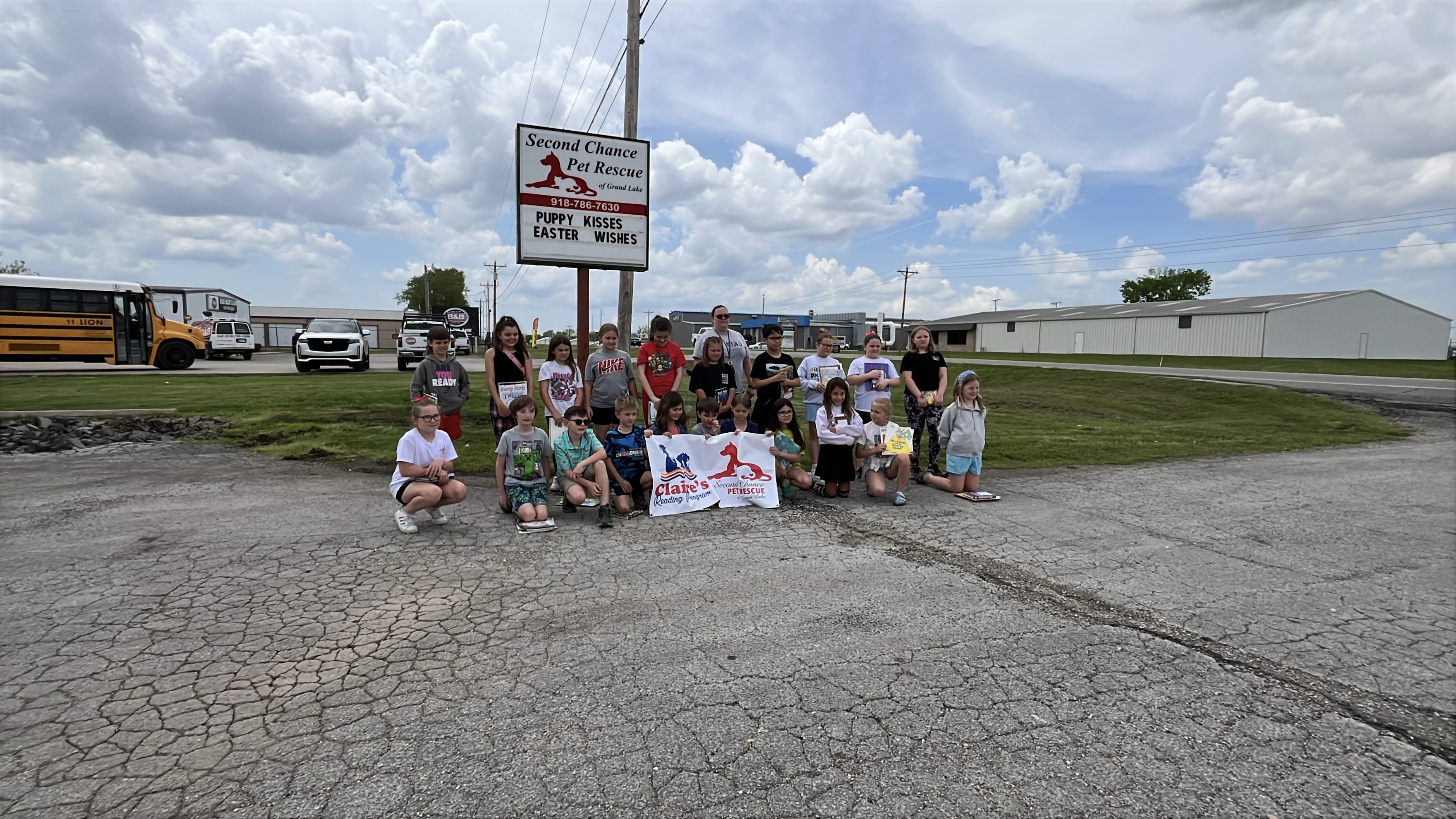 Third graders from Grove Lower Elementary at Second Chance Pet Rescue