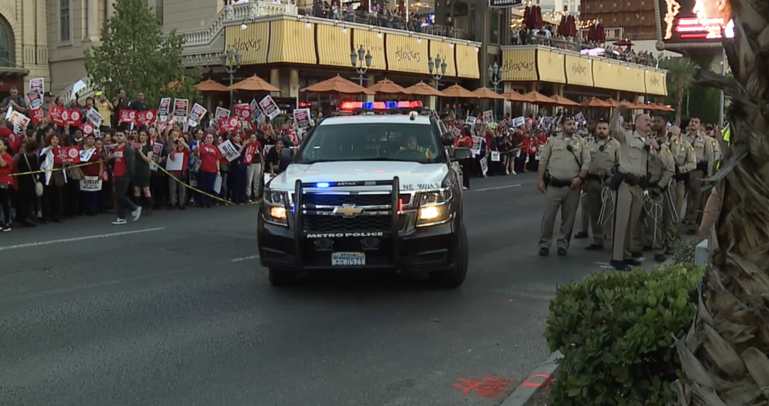 LVMPD handles crowds at civil disobedience demonstrations amid Culinary Union contract negotiations in October 2023. 